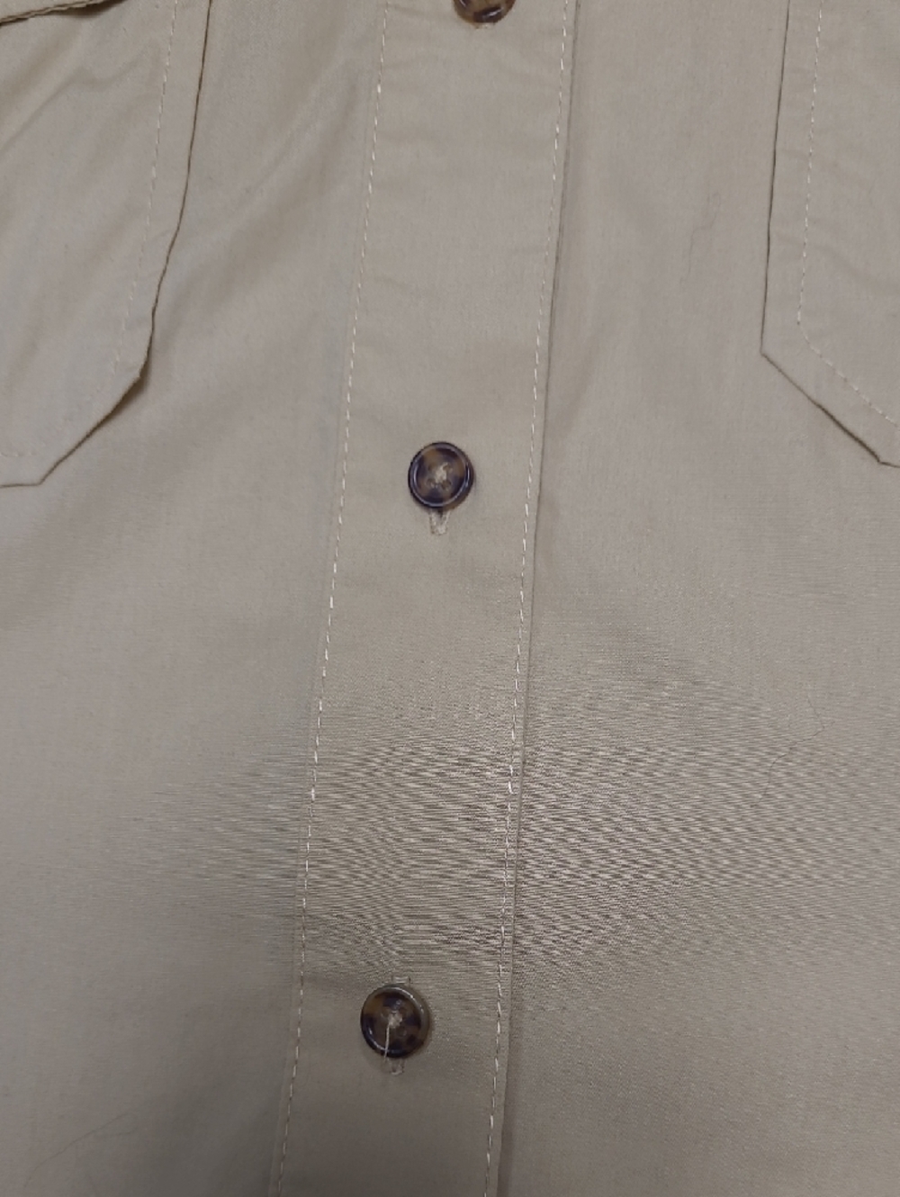 Bitten by Sarah Jessica Parker Cotton khaki Tan button down casual Shirt Dress - Picture 8 of 11